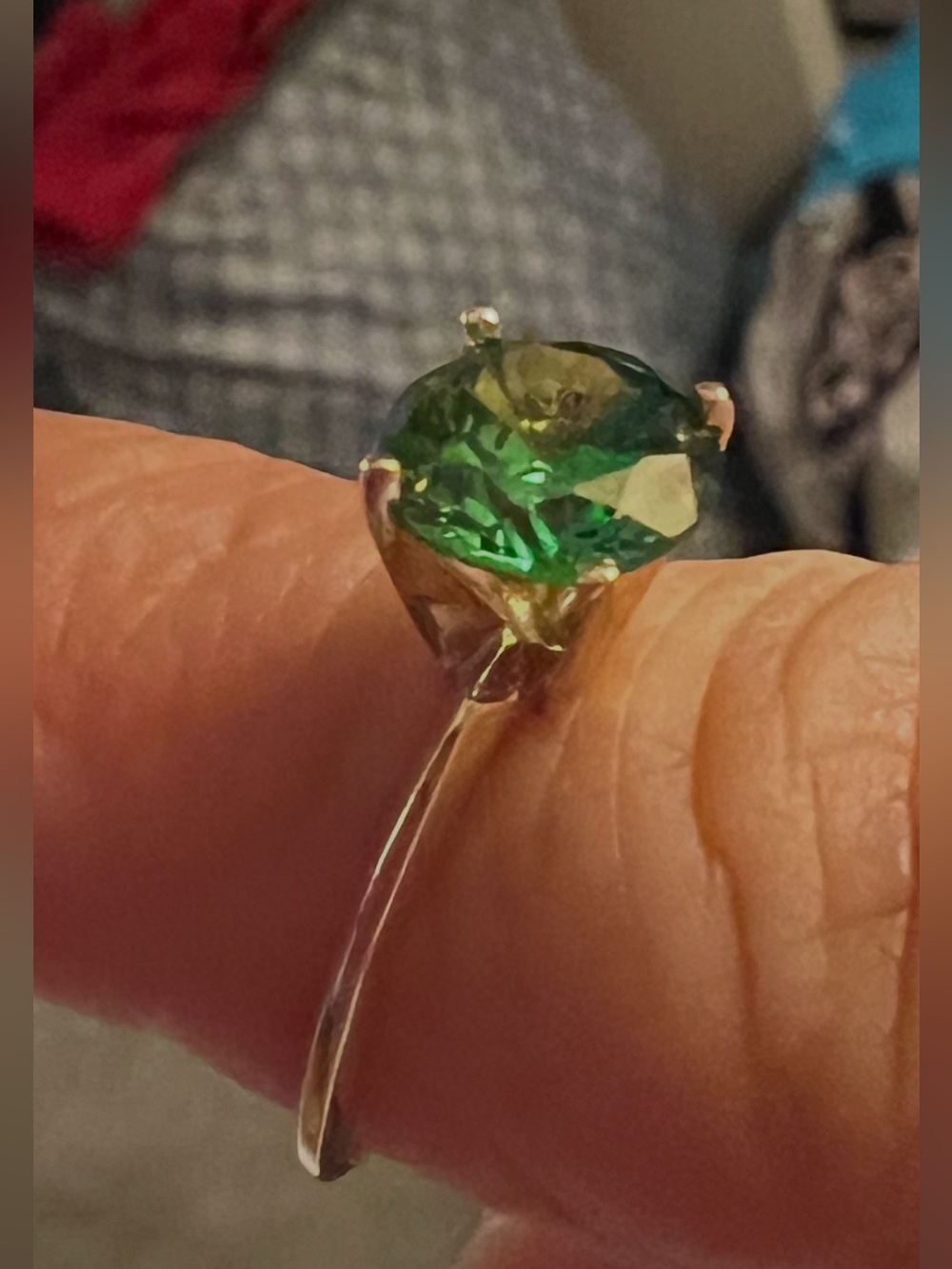 10K Gold Ring with Green Gemstone - Women's Jewelry
